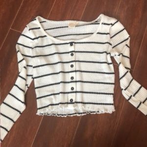 striped black and white long sleeve top